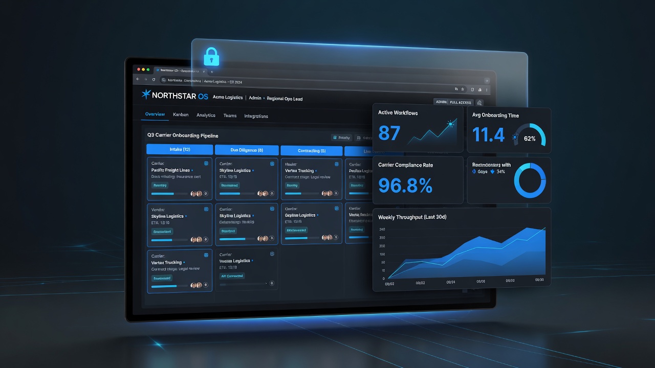 Northstar OS operations platform dashboard mockup by Nexora SG
